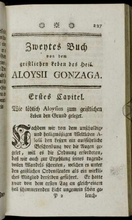 Zweytes Buch von dem geistlichen Leben des Heil. Aloysii Gonzaga.