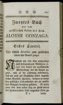 Zweytes Buch von dem geistlichen Leben des Heil. Aloysii Gonzaga.