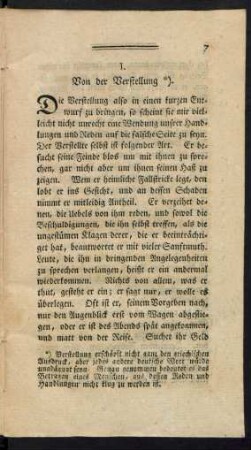 I. Von der Verstellung.