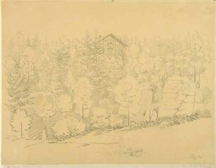 Gasthaus in der Sächsischen Schweiz auf Felswänden (Bastei?)