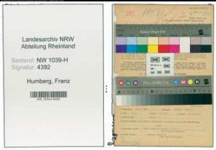 Entnazifizierung Franz Humberg , geb. 02.05.1899 (Posthalter)