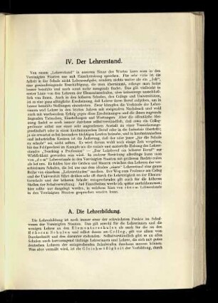 IV. Der Lehrerstand