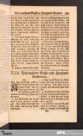 XXII. Von wahrer Busse und Hertzens-Aenderung