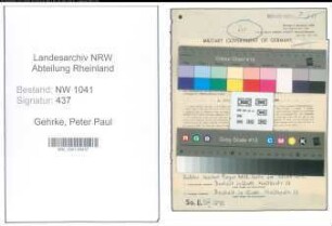Entnazifizierung Peter Paul Gehrke , geb. 27.07.1894 ()