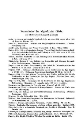 Verzeichniss der abgekürzten Citate.