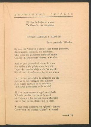 Entre Lauros y Flores : Para Amando Villador.