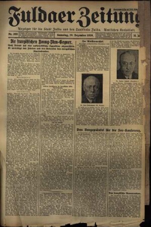 Ausgabe vom Samstag, den 28. Dezember 1929.