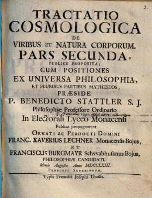 Tractatio Cosmologica De Viribus Et Natura Corporum, 2