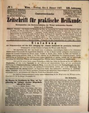 Österreichische Zeitschrift für praktische Heilkunde. 13. 1867
