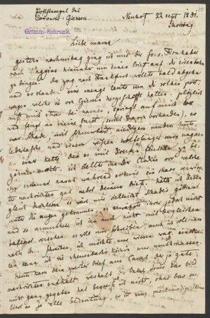 Brief an Dorothea Grimm : 22.09.1851-28.09.1851
