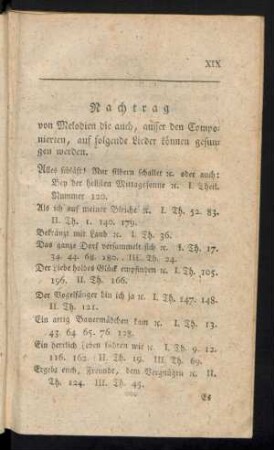 Nachtrag von Melodien die auch, ausser den Componierten, auf folgende Lieder können gesungen werden