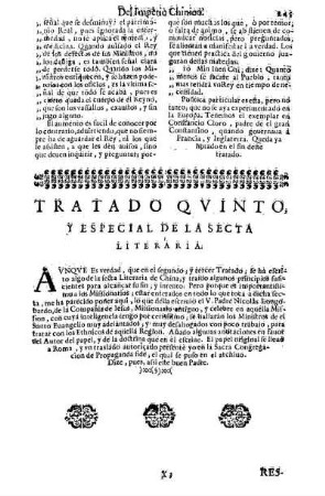 Tratado Qvinto, Y Especial De La Secta Literaria
