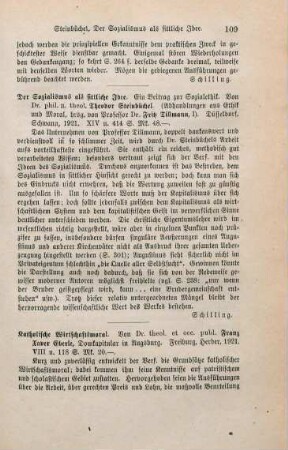 109-110 [Rezension] Eberle, Franz Xaver, Katholische Wirtschaftsmoral