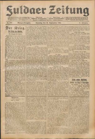 Ausgabe vom Samstag, den 12. September 1914.