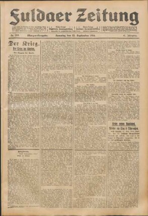 Ausgabe vom Samstag, den 12. September 1914.