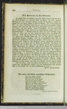 An einen aus Liebe närrischen Dichterling