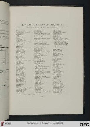 Register der Künstlernamen
