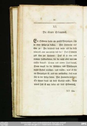 XI. Die theure Erkenntniß.