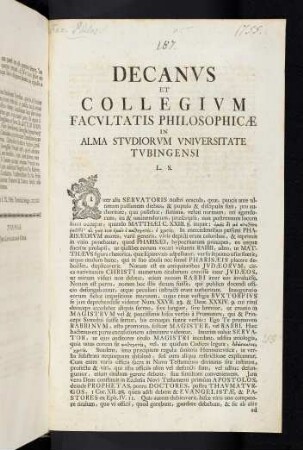 Decanus et Collegium Facultatis Philosophicae ...