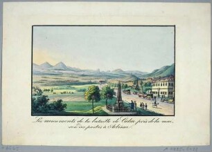 Das Österreichische Denkmal von 1825 für den General Colloredo-Mansfeld der Schlacht bei Kulm (Culm, heute Chlumec u Chabařovic) bei Teplitz (heute Teplice)