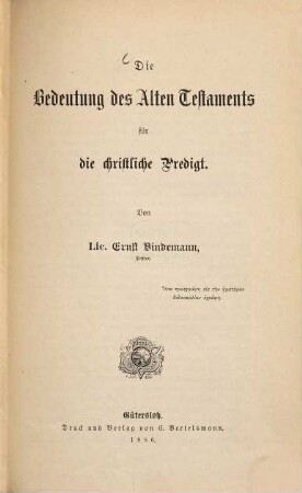 Die Bedeutung des Alten Testamentes für die christliche Predigt
