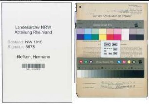Entnazifizierung Hermann Klefken , geb. 01.10.1908 (Kaufmaennischer Angestellter)