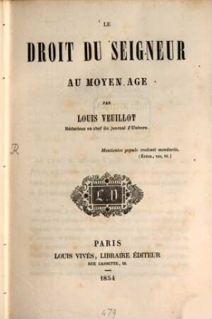 Le Droit du seigneur au moyen âge