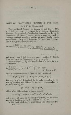 Note on continued fractions for ... .