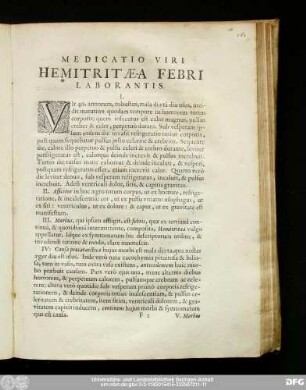 Medicatio Viri Hemitritaea Febri Laborantis.