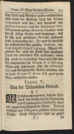 Exerc. V. Von der Väterlichen Gewalt.