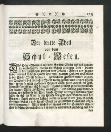 Der dritte Theil von dem Schul-Wesen