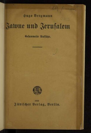 Jawne und Jerusalem : gesammelte Aufsätze