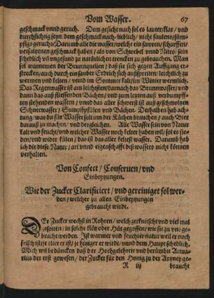 Von Confect/ Conserven/ und Einbeytzungen.