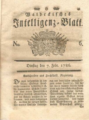 No. 6, Dinstag den 7. Febr. 1786