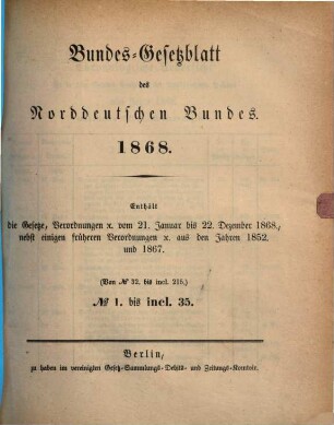 Bundes-Gesetzblatt des Norddeutschen Bundes, 1868, Nr. 32 - 215
