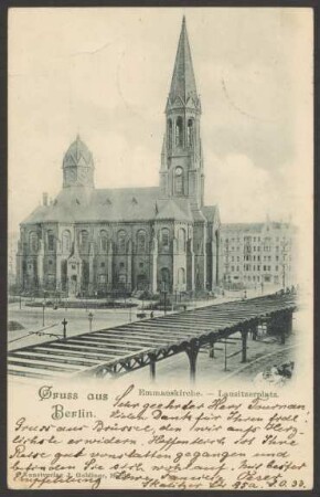 Ansichtskarte "Emmauskirche – Lausitzerplatz", Seitenansicht