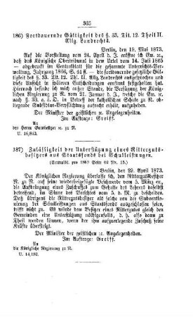Fortdauernde Gültigkeit des §. 33. Tit. 12. Theil II. Allg. Landrecht : [V. Elementarschulwesen]