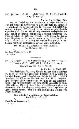 Fortdauernde Gültigkeit des §. 33. Tit. 12. Theil II. Allg. Landrecht : [V. Elementarschulwesen]