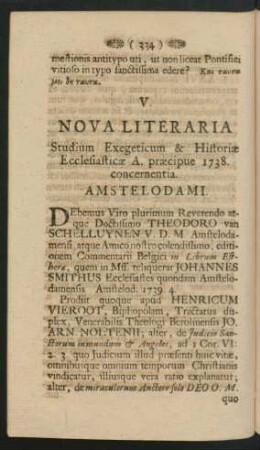 V. - Nova literaria fludium Exegeticum & Historiae Ecclesiasticae
