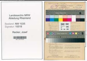 Entnazifizierung Josef Recker , geb. 14.01.1899 (Versandleiter)
