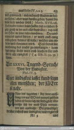 Der XXXVI. Tugend-Spruch, Von der Lindigkeit