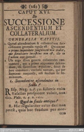 Caput XVI. De Successione Ascendentium Et Collateralium