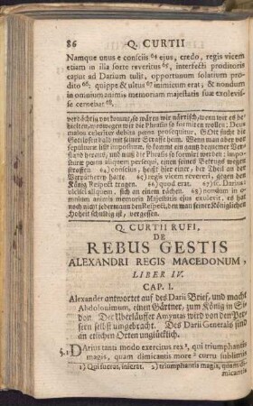 Q. Curtii Rufi, De Rebus Gestus Alexandri Regis Macedonum, Liber IV.