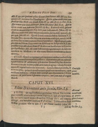 Caput XVI. Filius Dei extitit ante secula, Ebr. I.3