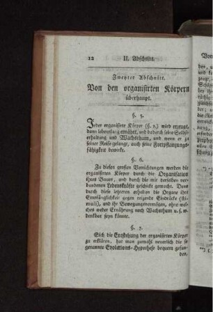 Zweyter Abschnitt Von den organisirten Körpern überhaupt.