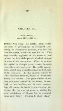 Chapter VIII. Chow dynasty. From 1122 - 249 B. C.