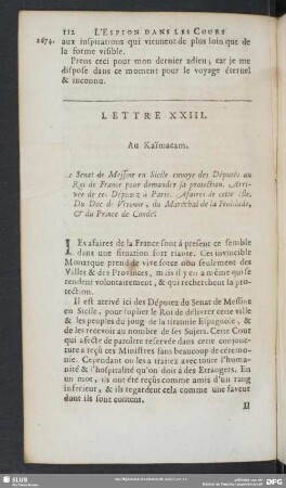 Lettre XXIII. Au Kaimacam