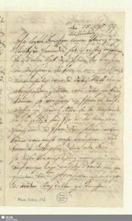213: Brief von Johann Gottlieb Naumann an Elisa von der Recke - Mus.Schu.213