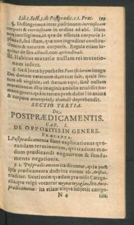 Sectio Tertia. De Postpraedicamentis.
