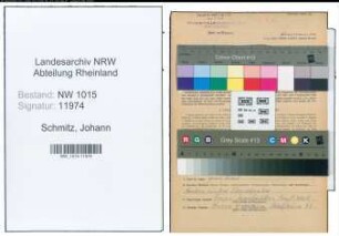 Entnazifizierung Johann Schmitz , geb. 21.10.1896 (Monteur)